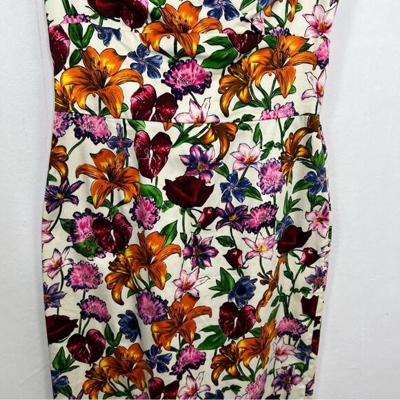 Chetta B Cream Floral V Neck Sleeveless Dress Size 8 - Picture 8 of 14